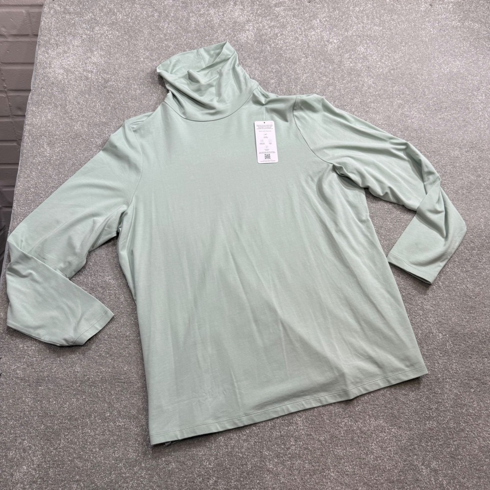 Lands End Tencel Modal Turtleneck Top Long Sleeve Sage Green NWT 1X Layering